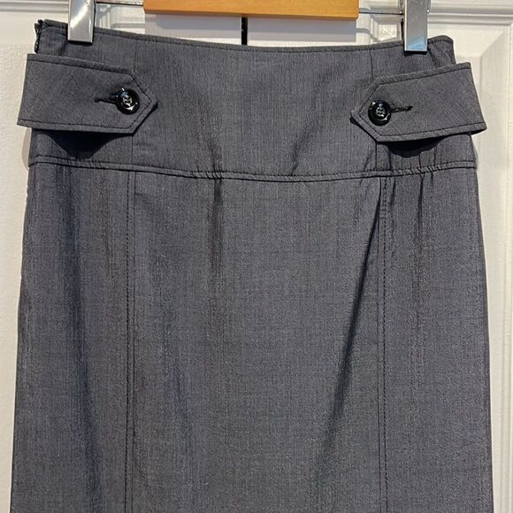 Mango Blue/Grey High Rise Mermaid Style Pleated‎ Back Maxi Skirt Size 4 - Picture 7 of 16